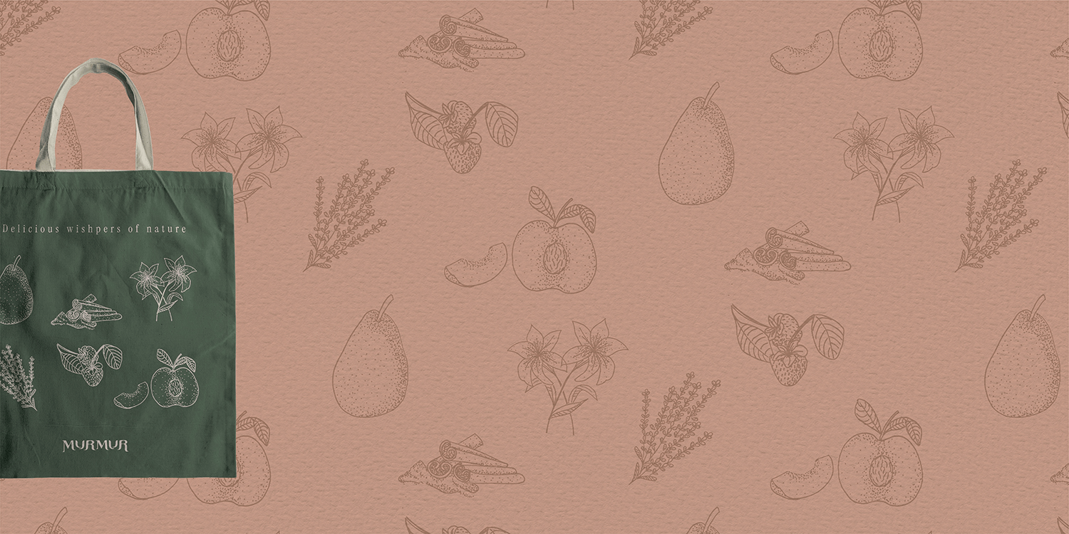 Murmur artisanal jam brand, visual identity applied to totebag